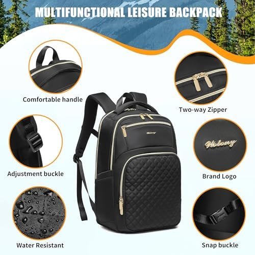 Wotony 17inch large capacity Laptop Backpack Purse for Women, 17inch Work Travel Computer Bags (beige, 17Inch)