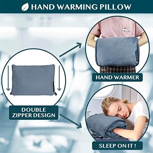 519zQLMIFGL._AC_.jpg PAVILIA Travel Blanket Pillow, Soft Airplane Blanket 2-IN-1 Combo Set, Plane Blanket Compact Packable, Flight Essentials Car Pillow, Travelers Gift Accessories Luggage Backpack Strap, 60x43 Slate Blue