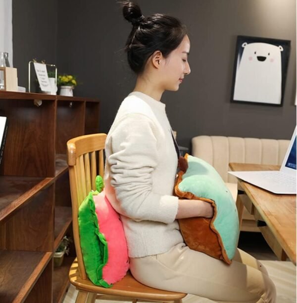 51A59morKML._AC_.jpg Rikyo 15" Stuffed Fruit Travel Blanket and Pillow Set,3 in 1 Plush Stuffed Hugging Pillow with Warming Hands Pillow Blanket for Kids Gift Travel Airplane Train Bed Office Nap (Pink - Strawberry)