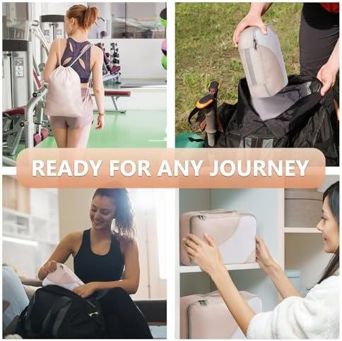 51Ca27FFk-L._AC_.jpg 10 Set/8 Set Packing Cubes for Travel, Gifts for Women Mom,Anti-Tearing Suitcase Organizer for Luggage with Shoe & Hanging Toiletry Bag,OlarHike Vacation Essentials & Accessories for Cruise Ship,Cream