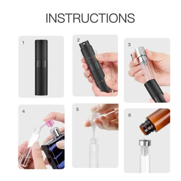 51CpuAqf99L._SL1000_.jpg LISAPACK 8ML Atomizer Perfume Spray Bottle for Travel (3 PCS) Empty Cologne Dispenser, Portable Sprayer (Black)