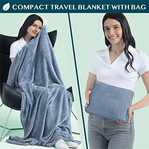 51Dhg46khQL._AC_.jpg PAVILIA Travel Blanket Pillow, Soft Airplane Blanket 2-IN-1 Combo Set, Plane Blanket Compact Packable, Flight Essentials Car Pillow, Travelers Gift Accessories Luggage Backpack Strap, 60x43 Slate Blue