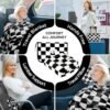 51E-XRR5OL._AC_.jpg Travel Blanket and Pillow Compact, Premium Soft 2 in 1 Airplane Blanket with Soft Bag Pillowcase,Hand Luggage Sleeve and Backpack Clip (Checkered Black)