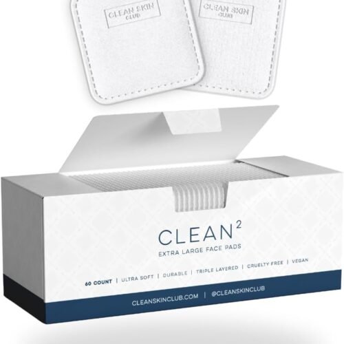 Clean Skin Club Clean² Pads 2.0 [New & Improved Edges] Guaranteed Not to Shed & Tear Face Pads, Unique Triple Layers, Textured & Ultra Soft Side, Organic Disposable Cotton, Pair with Makeup Remover