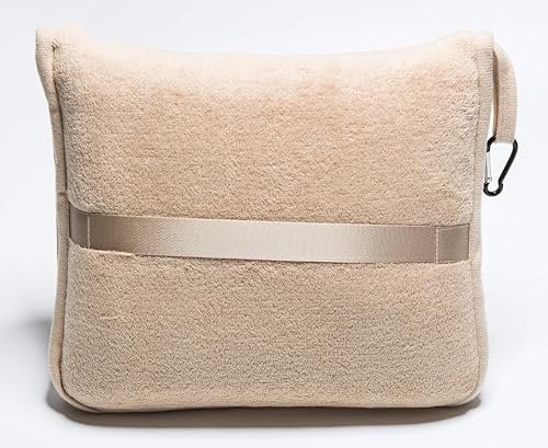51FCdGB0I4L._AC_.jpg BlueHills Premium Soft Travel Blanket Pillow Airplane Blanket Packed in Soft Bag Pillowcase with Hand Luggage Belt Backpack Clip Compact Pack Large Portable Flight Throw Beige T005