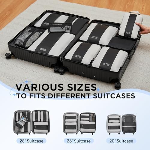 51GHPAWOVCL._AC_.jpg 10 Set Compression Packing Cubes for Travel Essentials,Compressible Expandable Packing Cubes for Suitcase,OlarHike Luggage Organizer Bags for Travel,Handy Helper for Organizing Clothes(Black)