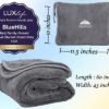 BlueHills Premium Soft Travel Blanket Pillow Airplane Flight Blanket Throw Bag Pillowcase Compact Large 2 in 1 Combo Warm Traveling Plane Essentials Portable Gifts Lightweight Grey Gray T007