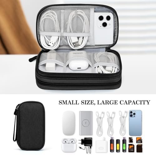 51KSoshoTL._AC_.jpg FYY Travel Cable Organizer Pouch Electronic Accessories Carry Case Portable Waterproof Double Layers All-in-One Storage Bag for Cord, Charger, Phone, Earphone Black