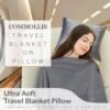 51KWc-GAZlL._AC_.jpg Commollis 2-in-1 Travel Blanket & Pillow for Airplane, Car, Train - Warm Compact Flight Blanket with Luggage Strap & Backpack Clip, Machine Washable, All-Season Use