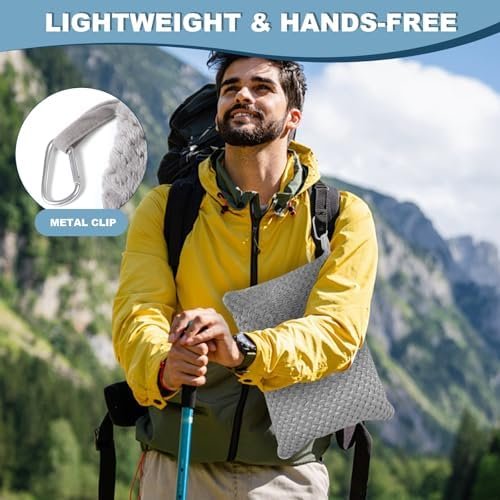 51Kw1UZ6juL._AC_.jpg Travel Blanket Airplane Compact with Bag, Travel Essentials 3 in 1 Packable Airplane Blanket, Travel Pillow and Blanket Set, Inflatable Pillow, Luggage Sleeve & Backpack Clip (Light Grey)