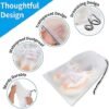 Clear Shoe Bags for Travel 5 PCS, 15.7" x 11.8" Travel Shoe Bags for Packing, Waterproof Drawstring Travel Shoe Storage Bag, Travel Essentials for Men and Women