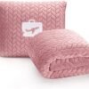 51LP4CNMfL._AC_.jpg EverSnug Premium Travel Blanket Pillow - Soft 2 in 1 Airplane Blanket with Soft Bag Pillowcase, Hand Luggage Sleeve and Backpack Clip (Light Pink)