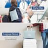 BEDELITE Travel Blanket with Bag, Ultra-Soft Jacquard Fleece Blanket with Luggage Sleeve & Backpack Clip, Airplane Blanket Travel Essentials, Blue