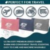 51OuOufGL._AC_.jpg PAVILIA Travel Blanket Compact, Airplane Packable Bag, Soft Fleece Portable Throw Pillow Combo Set, Plane Flight Car Trips Essentials Gift Accessories, Luggage Backpack Clip, Navy Blue, 65 x 40 inch