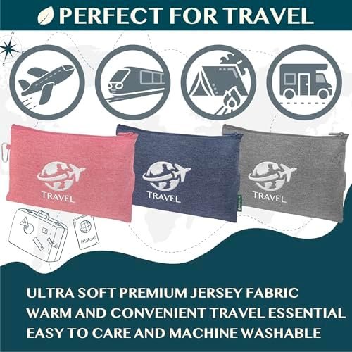 51OuOufGL._AC_.jpg PAVILIA Travel Blanket Compact, Airplane Packable Bag, Soft Fleece Portable Throw Pillow Combo Set, Plane Flight Car Trips Essentials Gift Accessories, Luggage Backpack Clip, Navy Blue, 65 x 40 inch