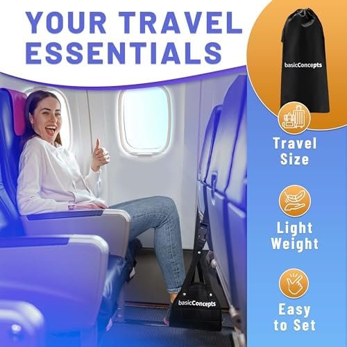 51OX68rXAYL._AC_.jpg Airplane Foot Hammock (Memory Foam), Perfect Airplane Footrest to Relax Your Feet | Foot Hammock for Airplane Travel Accessories, Desk Foot Hammock, Travel Foot Rest, Comfy Foot Hanger Airplane