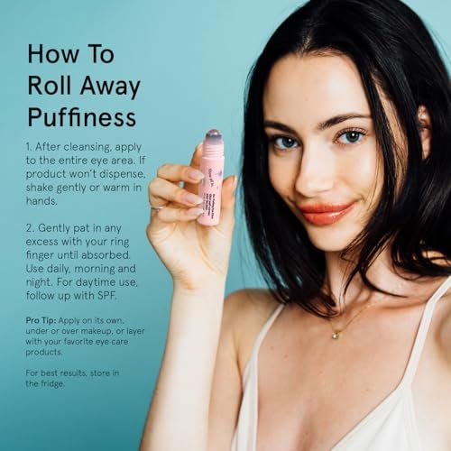 51Pznr5K84L.jpg grace & stella Under Eye Brightener Roller - Airplane Travel Essentials - Travel Size Toiletries - Retinol & Caffeine Eye Serum for Puffiness, Dark Circles, Wrinkles - Vegan Skincare (15ml / 0.51floz)