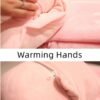 51QEoOWCHoL._AC_.jpg Rikyo 15" Stuffed Fruit Travel Blanket and Pillow Set,3 in 1 Plush Stuffed Hugging Pillow with Warming Hands Pillow Blanket for Kids Gift Travel Airplane Train Bed Office Nap (Pink - Strawberry)