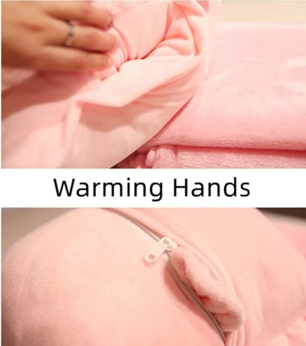 51QEoOWCHoL._AC_.jpg Rikyo 15" Stuffed Fruit Travel Blanket and Pillow Set,3 in 1 Plush Stuffed Hugging Pillow with Warming Hands Pillow Blanket for Kids Gift Travel Airplane Train Bed Office Nap (Pink - Strawberry)