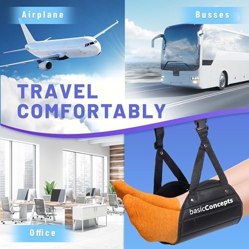51QxtbIZpDL._AC_.jpg Airplane Foot Hammock (Memory Foam), Perfect Airplane Footrest to Relax Your Feet | Foot Hammock for Airplane Travel Accessories, Desk Foot Hammock, Travel Foot Rest, Comfy Foot Hanger Airplane