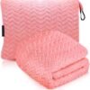 51RkkALNPuL._AC_.jpg Travel Blanket and Pillow – Ultra Soft Lightweight Compact Blanket for Airplane, Car, Bus, Travel – Portable Cozy Fleece for Men, Women, and Kids – Pink, 42" x 68"
