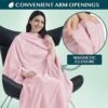 51SYg8PgSrL._AC_.jpg PAVILIA Travel Blanket and Pillow, Arms Opening Airplane Blankets for Adults, Compact Plane Blanket with Arm Hole 2-in-1 Bag for Flight Car Camping Fit in Luggage Backpack Traveler Gift, Pink