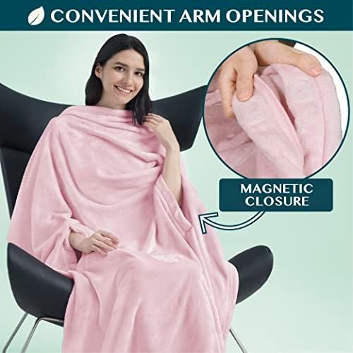 51SYg8PgSrL._AC_.jpg PAVILIA Travel Blanket and Pillow, Arms Opening Airplane Blankets for Adults, Compact Plane Blanket with Arm Hole 2-in-1 Bag for Flight Car Camping Fit in Luggage Backpack Traveler Gift, Pink