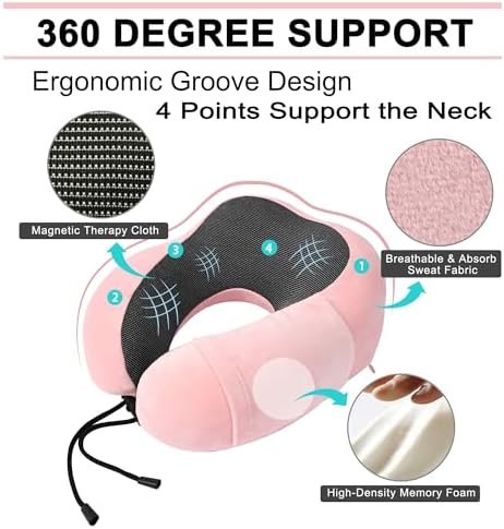 51TH0NpMl0L._AC_.jpg Travel Pillow and Blanket Set Neck Pillows Travel Essentials with Sleep Mask for Airplane Car Memory Foam Pink
