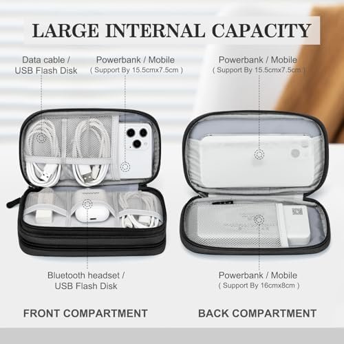 51TJsQUbp0L._AC_.jpg FYY Travel Cable Organizer Pouch Electronic Accessories Carry Case Portable Waterproof Double Layers All-in-One Storage Bag for Cord, Charger, Phone, Earphone Black