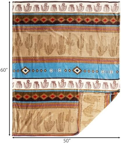 51WJ5yO0VzL._AC_.jpg CARSTENS, INC. Travel Blanket, Premium Compact 2-in-1 Airplane Blanket/Pillow, Cactus Stripe