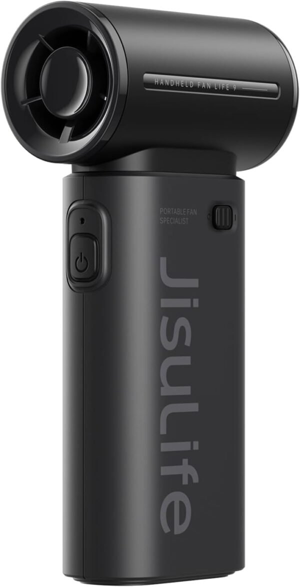 JISULIFE Portable Handheld Fan Life9, Turbo Power High Speed Air [18H Max Cooling Time], 5 Gear Wind, 5000mAh Rechargeable, Mini Pocket Design, Personal Fan for Travel Concerts Camping Makeup - Black