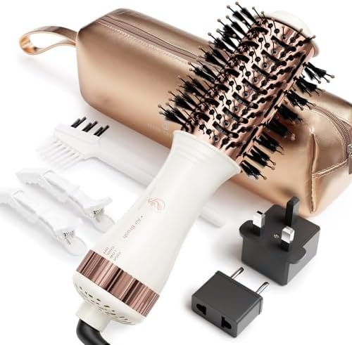 51Y9rSF1KyL._AC_.jpg Travel Blow Dryer Brush in one, Dual Voltage Mini Hot Air Brush, Hair Trends Nano Titanium 2 Inch One Step Hair Dryer and Styler Volumizer Oval Shape