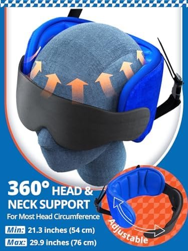 51Yd1l4CgmL._AC_.jpg Travel Pillows for Airplanes, Airplane Pillow for Long Flight, Airplane Head Strap with Eye Mask for Sleep, Travel Neck Pillow for Car Road Trip, 360° Support Headrest, Stop Bobblehead, Black