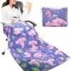51Z6XXtk4oL._AC_.jpg Axolotl Blanket for Airplane Travel - Glow in The Dark Kids Travel Blanket Pillow Set for Plane, Car - Axolotl Gifts Toys for Girls, Small Soft Purple Fleece Throw for Teens Girls 40" x 60"