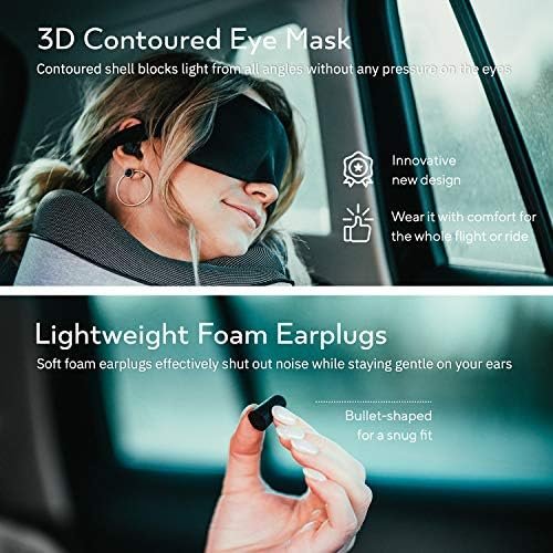 51a-v9-ZgqL._AC_.jpg Travel Neck Pillows for Airplanes, Sleeping Essentials for Long haul Flights, 360° Head Support, Car and Airplane Kit with 3D Contoured Eye Mask, Earplugs and Luxury Mesh Bag (Adult, Grey)