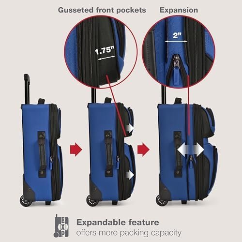 51baYjnHPqL._AC_.jpg U.S. Traveler Rio Softside Expandable Carry-on Rolling Luggage, Royal Blue, 2 Wheel Set