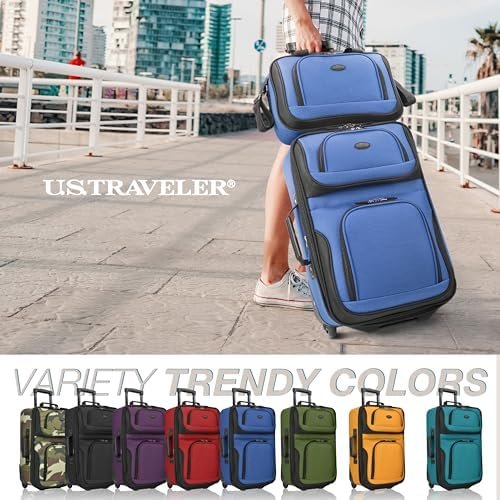 51bdu4x3BKL._AC_.jpg U.S. Traveler Rio Softside Expandable Carry-on Rolling Luggage, Royal Blue, 2 Wheel Set