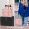 51cnUxEwXsL._AC_.jpg Travel Pillow and Blanket Set & Foot Rest, Memory Foam Neck Pillow Airplane Blanket & Airplane Foot Hammock & Foldable Duffel Bag, Eye Mask & Earplugs, Portable Travel Accessories Essentials, Pink