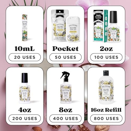 51f-owPRrL._AC_.jpg Poo-Pourri Before-You-Go Pocket Toilet Spray, Travel Essentials, Beach Bum, 1 Fl Oz, Up to 50 Uses, On-The-Go Bathroom Odor Deodorizer with Essential Oils, TSA Approved Size, Coconut Orchid Scent