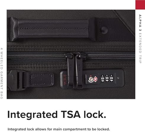TUMI - Alpha Extended Trip 4 Wheeled Garment Bag - 4-Wheeled Clothing Bag for Hanging Suits, Dresses & Coats - With TSA Lock - Black