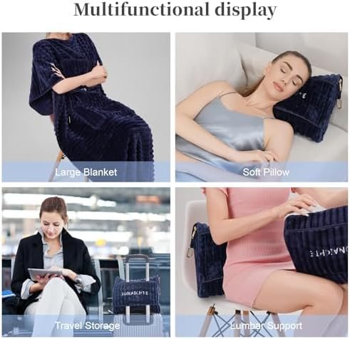 51fURtJzHML._AC_.jpg Travel Pillow and Blanket Set Travel Blanket Airplane Compact with Bag Travel Blanket Airplane Travel Essentials Car Blankets for Adults (Navy Blue)