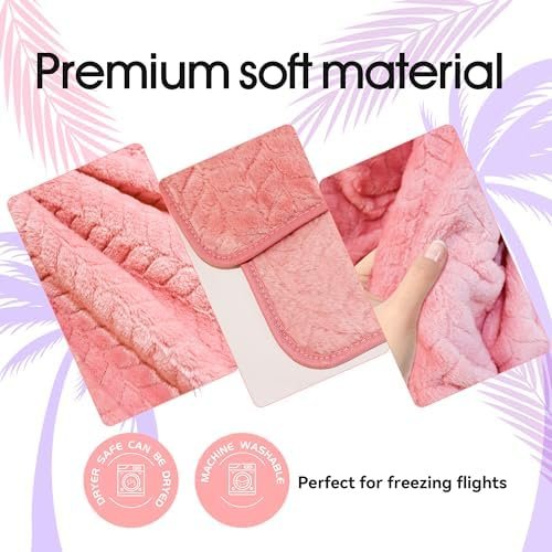 51gZxZ9BvlL._AC_.jpg Travel Blanket and Pillow – Ultra Soft Lightweight Compact Blanket for Airplane, Car, Bus, Travel – Portable Cozy Fleece for Men, Women, and Kids – Pink, 42" x 68"