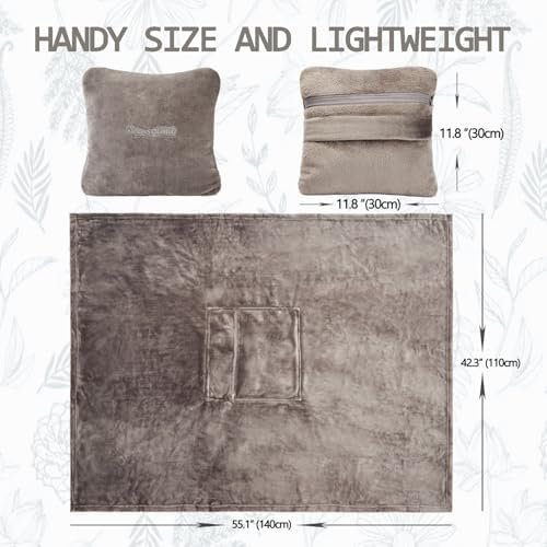 51hye0ixSsL._AC_.jpg Travel Blanket Pillow, Premium 2 in 1 Flannel Airplane Blanket Compact for Travel,Office, Home,Travel Essentials Accessories for Plane and Car,Compact Office Blanket (Gray)