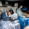 51i37-7zDgL._AC_.jpg Travel Pillow and Blanket Set - 4-in-1 Ultimate Travel Kit with Memory Foam Pillow, Travel Blanket, Sleep Mask, and Earplugs-Ultimate Comfort and Coziness for Your Journeys - Grey