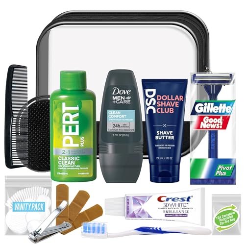 51iMhckl9cL.jpg Convenience Kits International Men’s Super Deluxe, 16-Piece Kit with Travel Size TSA Compliant Essentials in Reusable Zippered Toiletry Bag