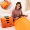 51j2BtnDKL._AC_.jpg Rikyo 15" Stuffed Fruit Travel Blanket and Pillow Set,3 in 1 Plush Stuffed Hugging Pillow with Warming Hands Pillow Blanket for Kids Gift Travel Airplane Train Bed Office Nap (Pink - Strawberry)