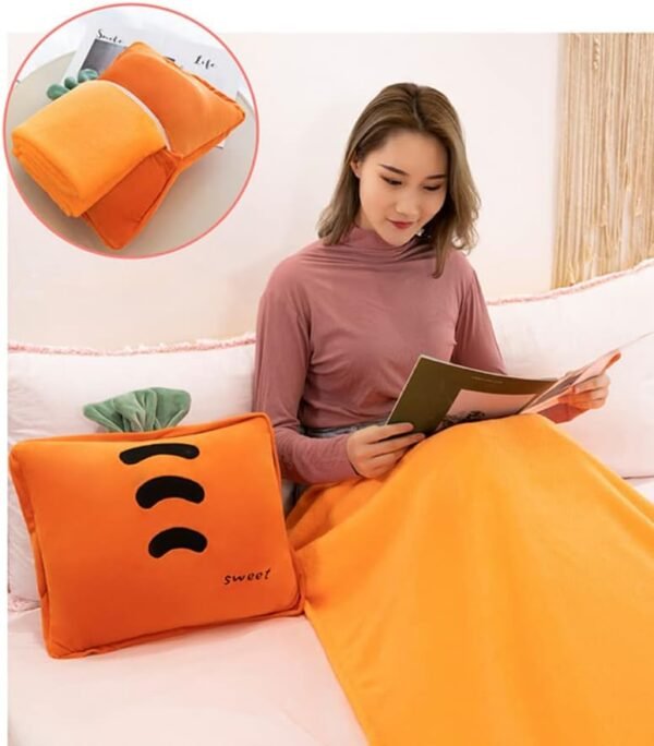 51j2BtnDKL._AC_.jpg Rikyo 15" Stuffed Fruit Travel Blanket and Pillow Set,3 in 1 Plush Stuffed Hugging Pillow with Warming Hands Pillow Blanket for Kids Gift Travel Airplane Train Bed Office Nap (Pink - Strawberry)