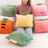 51jWOYmMFL._AC_.jpg Rikyo 15" Stuffed Fruit Travel Blanket and Pillow Set,3 in 1 Plush Stuffed Hugging Pillow with Warming Hands Pillow Blanket for Kids Gift Travel Airplane Train Bed Office Nap (Pink - Strawberry)