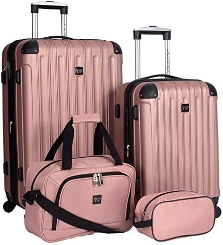 51kEMDfsoAL._AC_.jpg Travelers Club Midtown Hardside Luggage Travel, Rose Gold, 4-Piece Set