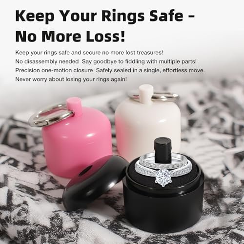 Ring Holder Keychain, Jewelry Organizer & Storage, Portable Waterproof Case with Protective Sponge, Ideal Gym & Travel Accessory (Blue)